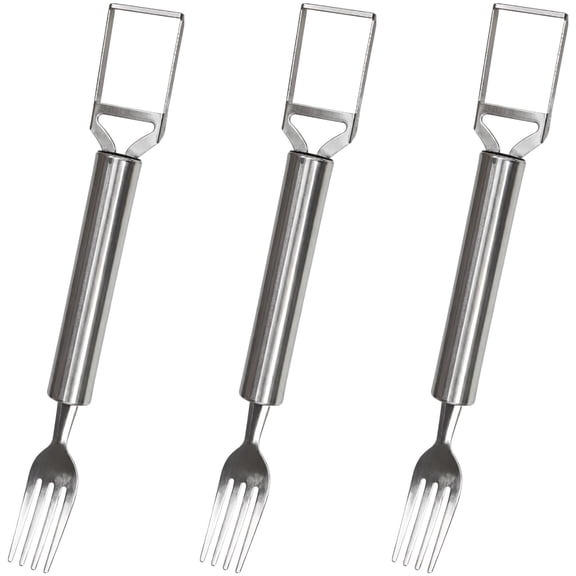 3‑Pack 2‑in‑1 Stainless Steel Fruit Cutter – Upgraded Watermelon Tine Utensil Slicer with Sharp Edge for Quick Cubing, Portable Kitchen Gadget for Home, Party & Camping, 8.1" Length