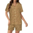 thumbnail image 1 of SKQIT Ensembles de Pyjama à Manches Courtes pour Femmes, 2 Pcs Imprimé Mignon Chemise Boutonnée en Satin Doux et Shorts, 1 of 7