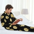 thumbnail image 4 of Mens Pajamas Set, golden spots Button Down Long Sleeve Loungewear Sleepwear Pjs sets for Men, 4 of 5