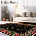 thumbnail image 2 of ODIKA 6'x9' Machine Washable Non-Slip Area Rug, Elegant Noel Grid Floorcovering Duo Festive Protective Ensemble High Traffic Rug, Black, 627570, 2 of 7