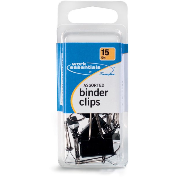 Acco Binder Clips, Black, 15 / Pack (Quantity)
