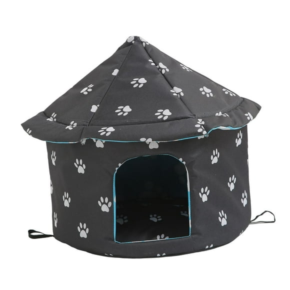 Outdoor Feral Cats Warm House, Waterproof Washable Furniture Puppy Kitten Kennel Round l Size black