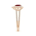 thumbnail image 3 of Angara Natural 0.4 Ct. Ruby with Diamond Halo Ring in 14K Rose Gold for Women (Ring Size: 11.5), 3 of 9