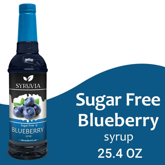 Syruvia Sugar Free Blueberry Coffee Syrup No-Calorie Coffee Sauce for Coffee, Lattes, Shakes, Smoothies, Desserts, 25.4 Fl. Oz
