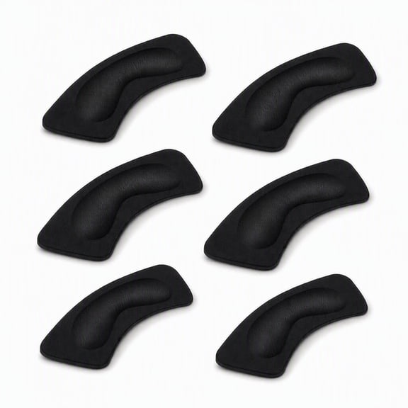 Stcellnmex Adhesive Heel Cushion Pads Ankle Protector for Loose Shoes, 6 Pairs, Black
