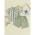 thumbnail image 2 of Infant Boy Gentleman Outfit Striped Print Short Sleeves Button Shirt and Shorts Set, 2 of 8