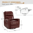 thumbnail image 5 of 14 Karat Home Genuine Leather Swivel Rocker Recliner Nailhead Trims Adult Living Room Red, 5 of 9