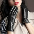 thumbnail image 4 of Winter Black Women's Gloves PU Leather Keep Warm Touch Screen Windproof Driving Guantes Autumn Business Female Guantes (Black,One Size), 4 of 7
