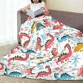 thumbnail image 6 of Honeii Dinosaur Print Fleece Blanket - Throw Blanket for Bed, Sofa, Couch, Camping, and Travel , Microplush Ultra Soft Warm Blanket-60"x50", 6 of 7