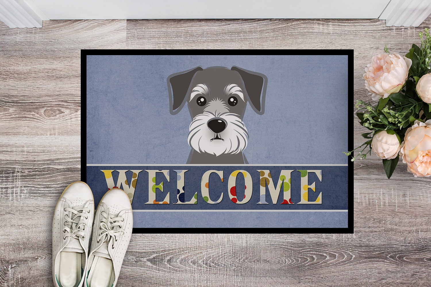 Caroline's Treasures BB1392MAT Schnauzer Welcome Door Mat, Indoor Rug or Outdoor Welcome Mat 18x27 Doormat , 27"L x