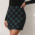 thumbnail image 3 of Wool Skirts for Women Fall Winter High Waisted Plaid Bodycon Pencil Short Mini Skirt, 3 of 8
