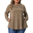 thumbnail image 2 of DARING DIVA Women's Plus Blouse Cowl Neck Casual Tunic Tops with Pockets 3X Brown, 2 of 6