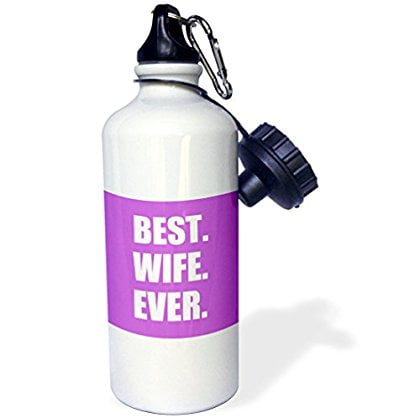 3dRose Purple Best Wife Ever - bold anniversary valentines day gift for her, Sports Water Bottle,