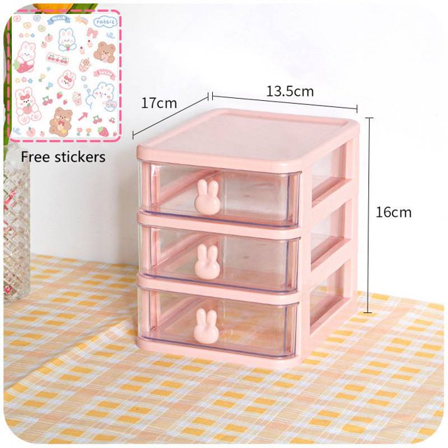 Rabbit Kawaii Desktop Organizer Drawer Pink/White Washi/Paper/Pencil/Sticker/Marker Cute Desk Storage Box Pen Holder Stationery He Qiyong unisex