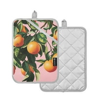 Yayeee Pot Holders Kitchen Heat Resistant with Pocket 7"x9.8" Cotton Oven Cooking Hot Pads, Vibrant Oranges