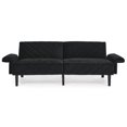 thumbnail image 4 of 87" Futon Couch Sofa Bed,Velvet Convertible Folding Futon Sofa, Oversized Loveseat, Modern Sofa Couch with Adjustable Armrests Backrests,Comfy Memory Foam for Living Room,Apartment,Dorm, Black, 4 of 9