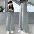 thumbnail image 6 of Nilvkv Girls Jeans, Jeans for Girls, High Waist Slim Wide Leg Stretchy Denim Pants Casual Summer Daily Wear Blue 13-14 Years, 6 of 8