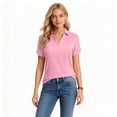 thumbnail image 5 of Stichou Polo Shirts for Women 2026 Short Sleeve Casual Summer Golf Shirts Work V Neck Collared Blouses Trendy Tee Pink M, 5 of 5