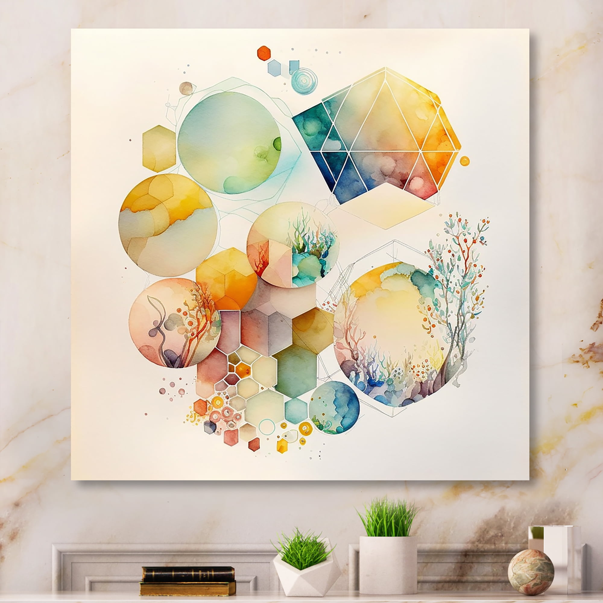 Designart Watercolor Multi Shape Abstract I Canvas Wall Art