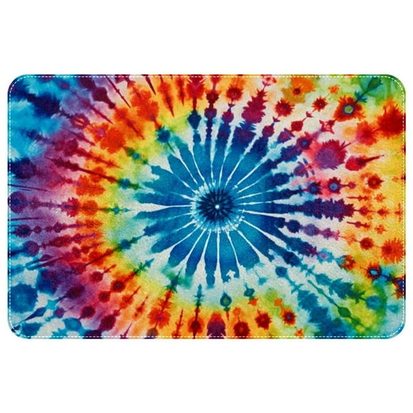 Tie Dye Polyester Non-Slip Machine Washable Indoor Door Area Office Rug