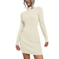 thumbnail image 2 of YMNXA Womens Dress Long Sleeve Turtleneck Solid Color Knitted Slim Fit Comfortable Sweater Dresses For Daily Wear A L, 2 of 4