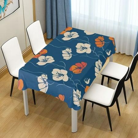 

ALAZA Abstract Flowers on Blue Rectangle Tablecloth Tablecover Dinning Table Cloth 60 x120
