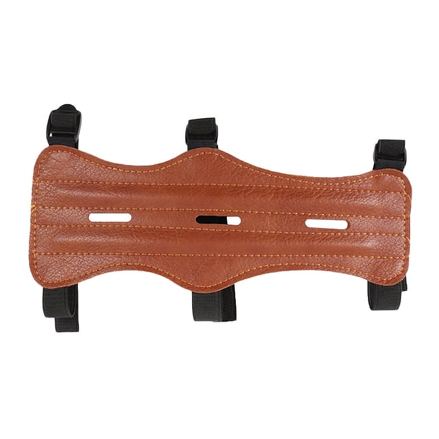 Brassards de Tir à l'Arc avec Boucle Triple Réglable pour Protection en Cuir PU Marron s'Adapte à la Plupart des Bras