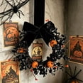 thumbnail image 6 of Mini Halloween Wreaths for Cabinet,Small Halloween Pumpkin Wreath with Velvet Bow,Black Eucalyptus Gothic Farmhouse Wreath,Mini Kitchen Cabinet Wreaths,Halloween Candle Rings Home Decor,Black 1PCS, 6 of 8