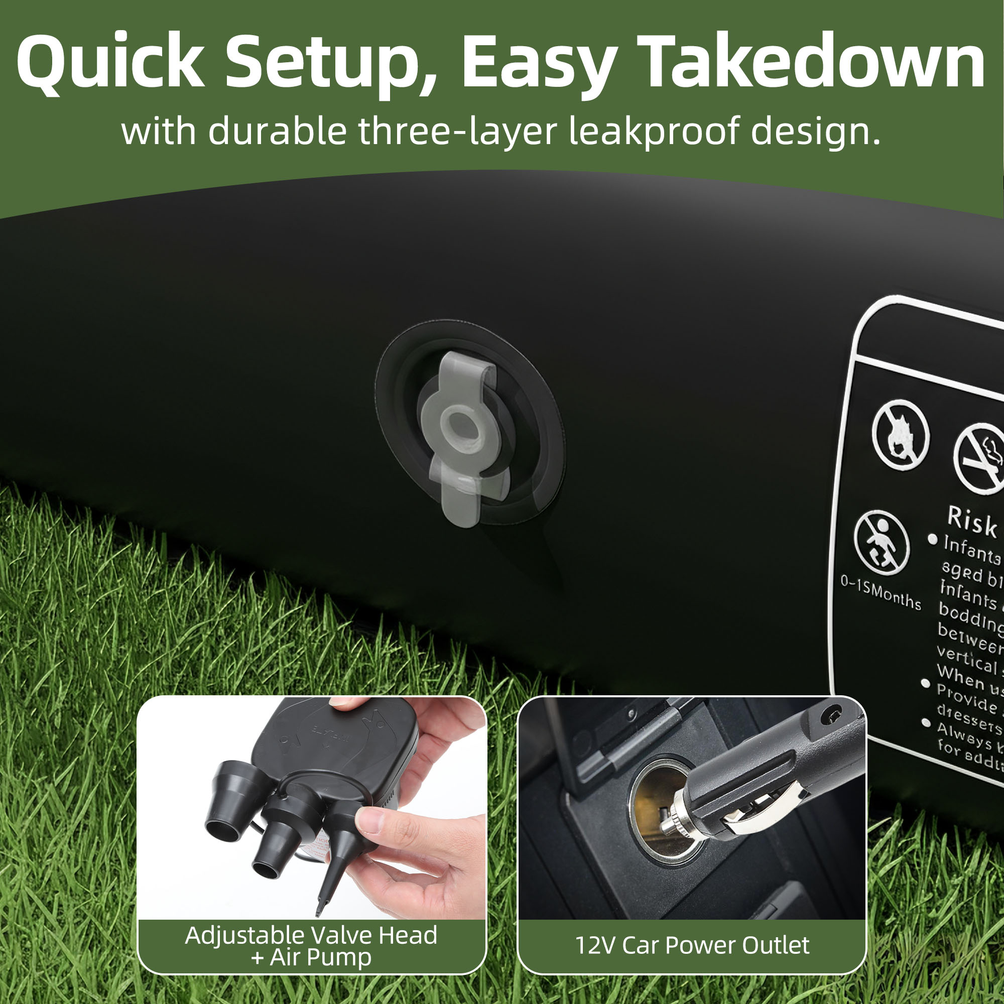 Uforic Inflatable Truck Air Mattress for 5.5–5.8ft Short Bed Pickups, Camping Car Bed with Pump, Pillows, Carry Bag & Patch Kit, Fits Full-Size Trucks, Brown