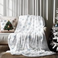 thumbnail image 5 of Blue Chinoiserie Christmas Tree Throw Blanket, Grandmillennial Christmas Decor, Grand Millenial Xmas Tree Holiday Blankets for Couch Bed Home Bedroom Living Room Decoration, 50x60 Inches, 5 of 7
