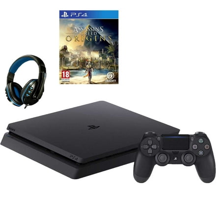 Sony 2215B PlayStation 4 Slim 1TB Gaming Console Black With Assassin's Creed Origins Game BOLT AXTION Bundle Used
