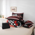 thumbnail image 6 of Manfei Red Racing Car 7-Piece Twin Bedding Sets for Boys, Modern Checkered Flag Bedding Comforter Set, Fashion Honeycomb Reversible Sheet Sets, Luxury Bedroom Decor, 6 of 8