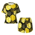 thumbnail image 4 of Picia Geometric Pattern with Bee Pajamas Sets for Women Soft Short-Sleeved Pjs with Lounge Shorts Two Piece Sleepwear-Large, 4 of 9