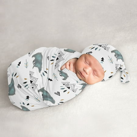 UPC: 0846480084990 | Bear Mountain Watercolor Baby Cocoon and Beanie Hat Set by Sweet Jojo Designs