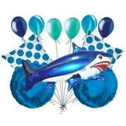 JECKAROONIE 11 pc Blue Wild Tiger Shark Balloon Bouquet Party Decoration Fish Ocean Sea