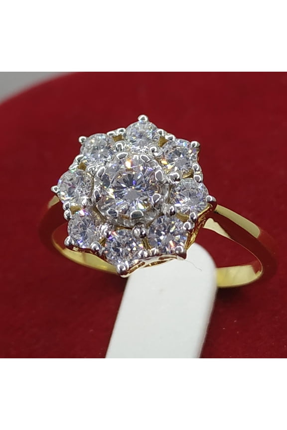 3Ct Round Cut Solitaire Vintage Art Deco Wedding Engagement Ring 14K Yellow Gold Plated Ring, Cluster Ring, Simulated Diamond Ring Mother's Day Gifts