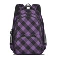 thumbnail image 2 of Purple and Black Checkered Pattern Backpack for School, Cute School Bag with Adjustable Shoulder Straps and Padded Back, 16.9"x12.6"x5.9", 2 of 5