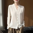 thumbnail image 1 of Neewe Business Casual Tops for Women Long Sleeve Blouses Plain Work Tunic Chiffon V Neck BUtton Down Loose Dressy Shirts, 1 of 5