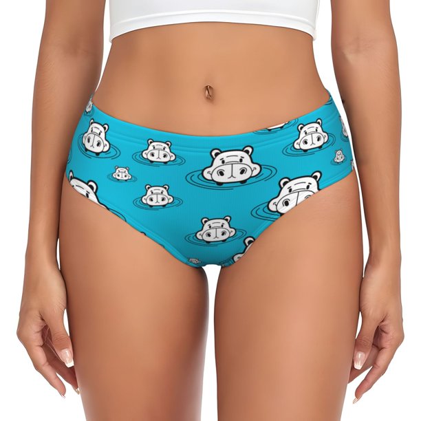 Balery Hippo In Water Head Ropa Interior de Algodón para Mujer con Dibujo – Braguitas Cómodas y Elásticas, Estilo Clásico-X-Large