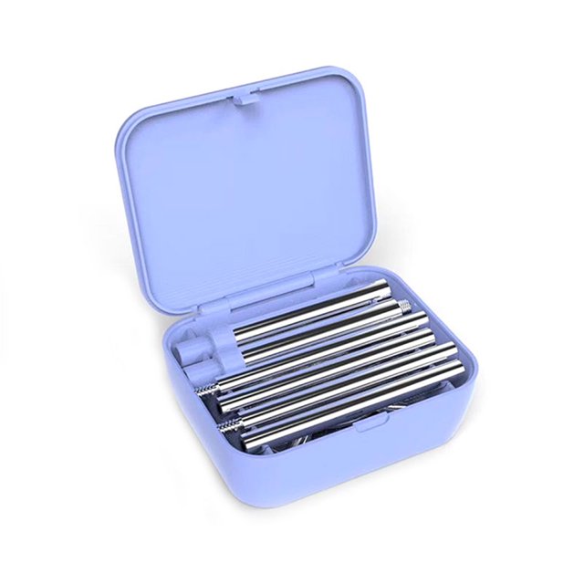 CAROOTU Pocket-Sized Reusable Cutlery Set For On-The-Go Collapsible Detachable Stainless Steel Fork Spoon Straw Brush Kit