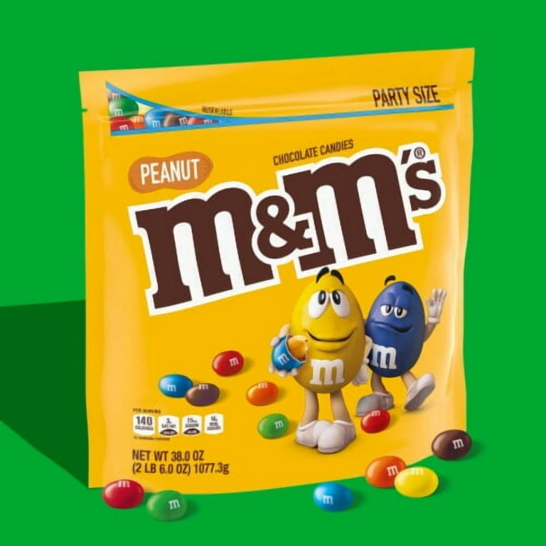 M&M'S Peanut Milk Chocolate Candy Party Size Bag-38 oz - Walmart.com