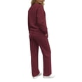 thumbnail image 6 of Tqcoqu Women's Solid 2 Piece Sweatsuit,Crew Neck Long Sleeve Sweatshirt & Elastic Waist Wide Leg Sweatpants,Thick Casual Loungewear Outfit Set,Wine Women's S-XXXL, 6 of 9