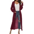 thumbnail image 5 of ShomPort Women's Knit Long Cardigan Front Open Long Sleeve Split Sweater Coat with Pockets, 5 of 6