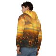 thumbnail image 4 of Wukai Sunflower Sunset Rainfall Print Men's Zip-Up Hoodie,Fleece Full-Zip Hoodie for Men, Hooded Sweatshirt-Medium, 4 of 5