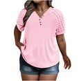 thumbnail image 1 of Tamaño Más Manga Corta Tops para Mujeres Verano Color Sólido Puff Manga Corta Suelta Moda Cuello Redondo Top, 1 of 6