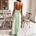 thumbnail image 5 of THDHVS Maxi Dress,Solid Color Halter Backless Loose Dress Casual Beach Vacation Style for Summer,Summer Dresses for Women Green XL, 5 of 6