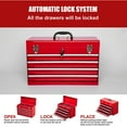 thumbnail image 3 of 21-inch Heavy Duty Metal Tool Box, Portable Tool Chest with 4 Drawers, EVA Liners, Ball Bearing Slide Drawers, Lockable, Powder Coated, Multi-Function Tool Organizer, Red, 3 of 8