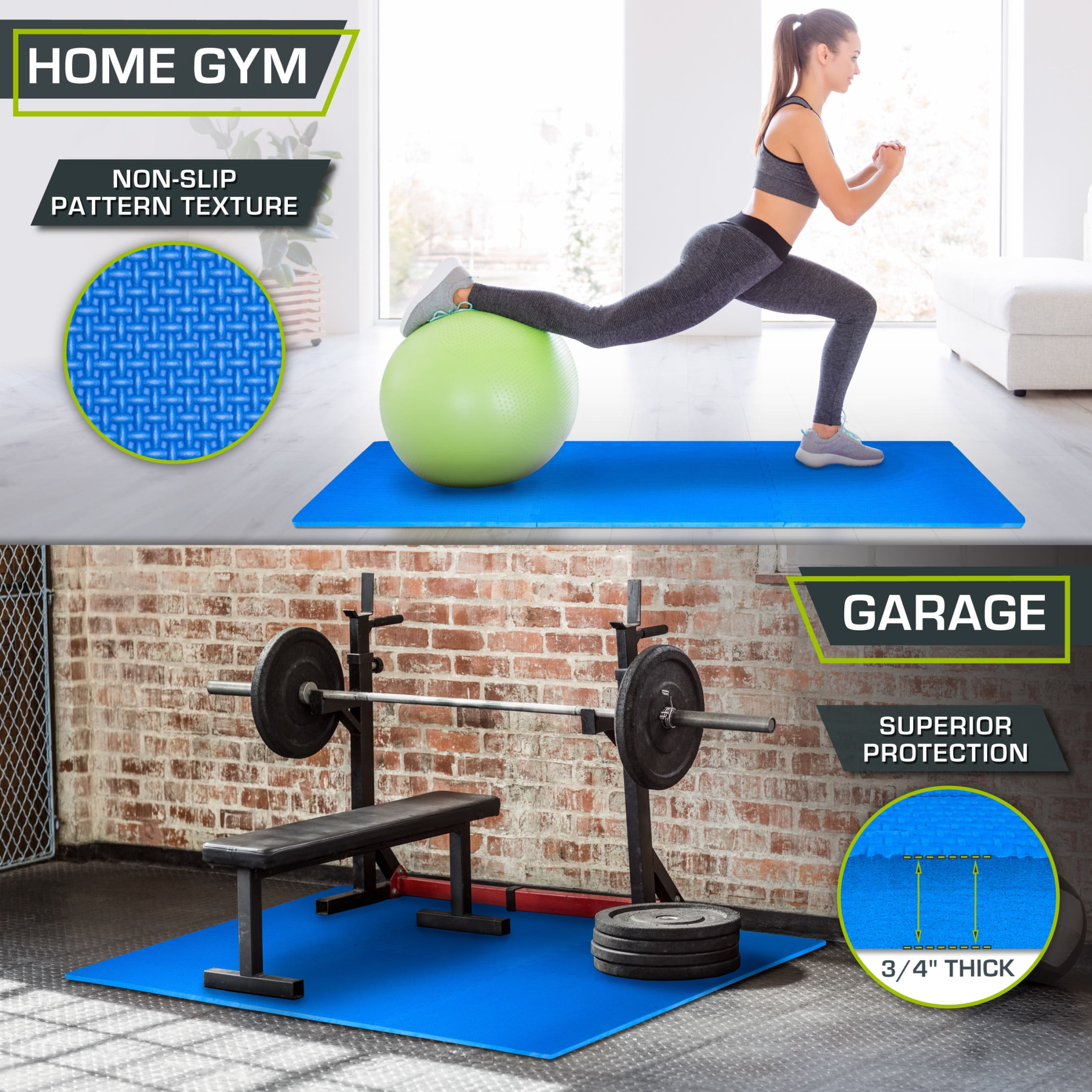 ProsourceFit Thick EVA Foam Exercise Puzzle Mat, 3/4-in, 6