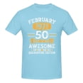 thumbnail image 1 of 50 Year Old Gift February 1971 Men'S Basic Short Sleeve T-Shirt Sky Blue 5x-Large, 1 of 5
