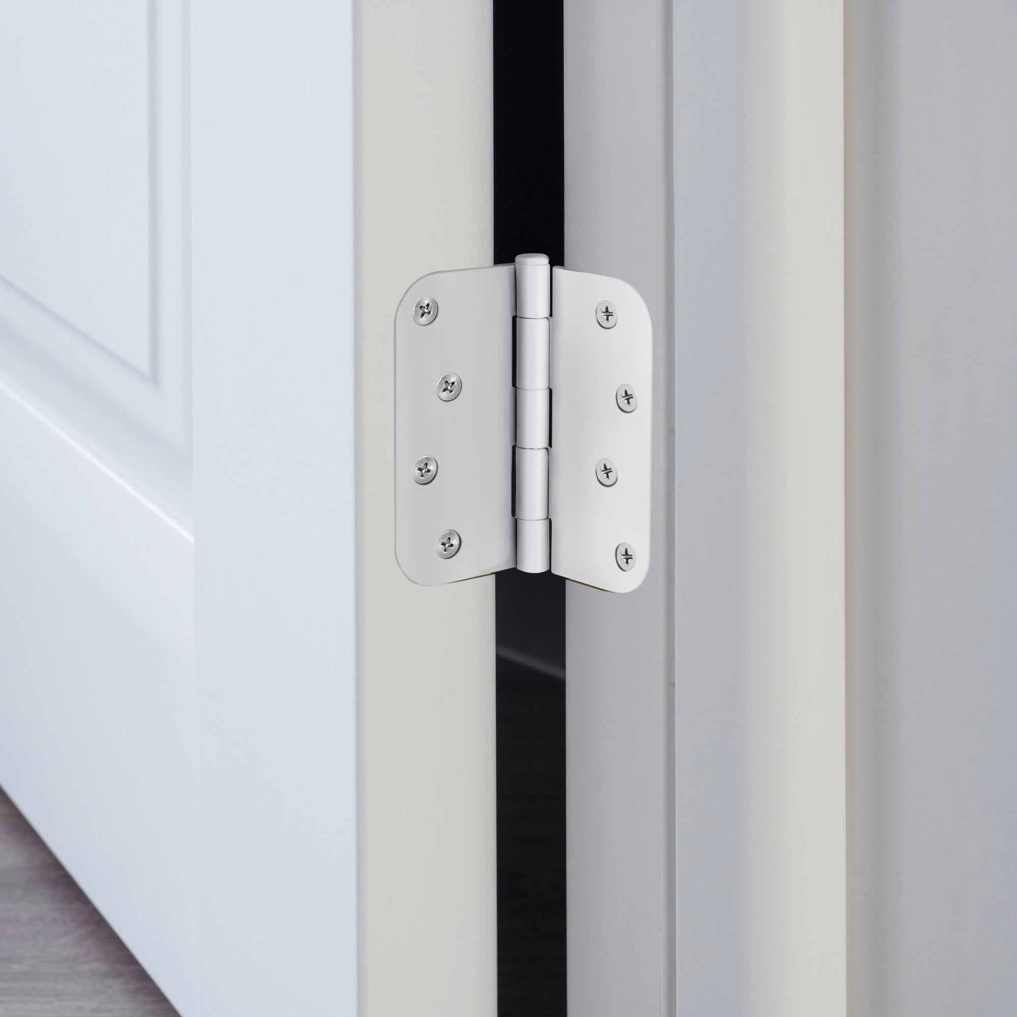 White Steel Plain Bearing Door Hinge with Removable Pin, 4 x 4 in. 5/8 in. Radius, 3-Pack